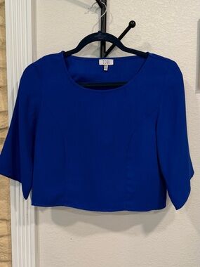 Tobi Cobalt Blue Cropped Scoop Neck Crop Top
